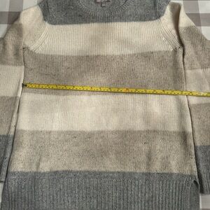Banana Republic Gray and Cream Striped Crewneck Sweater